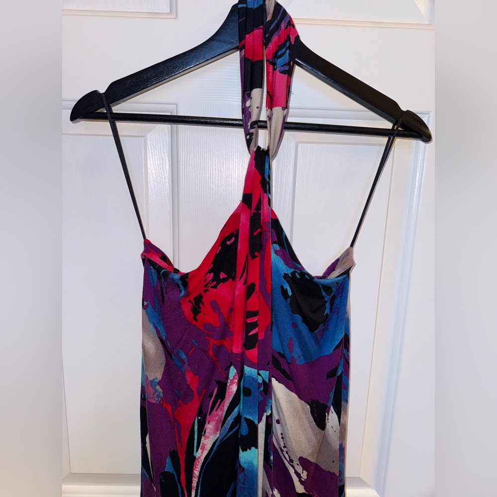 Express Multicolor Party Print Halter Top, Size XS - Picture 7 of 16